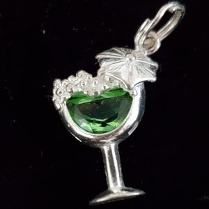 Vintage Margarita Glass Sterling Silver Pendant